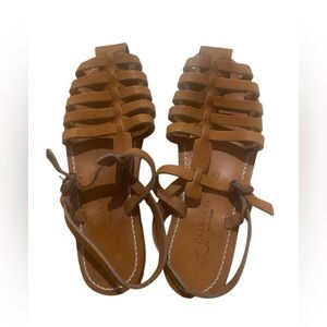 K.Jacques Brown Leather Strappy Sandals